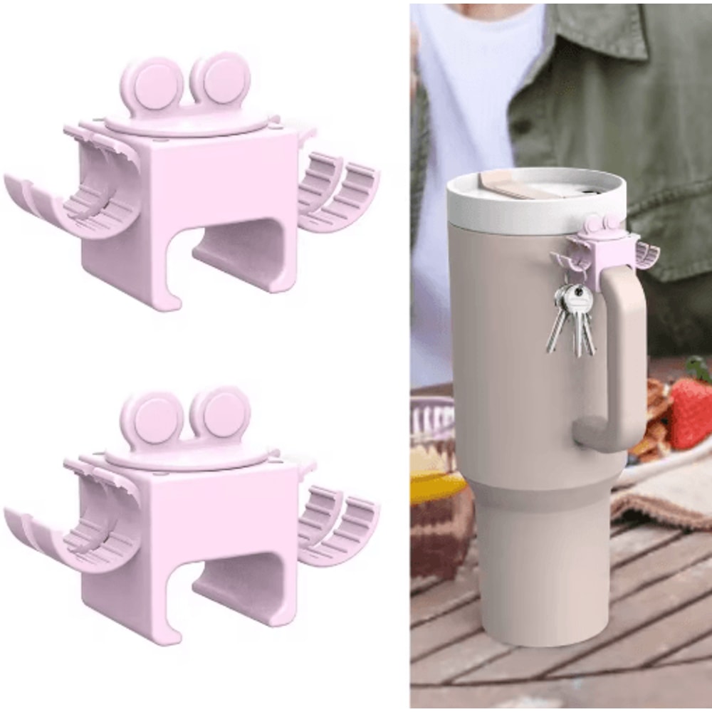 Lipstick Holder For Stanley Cup Handle Multifunctional Storage Clip With Keychain And Finger Ring 5