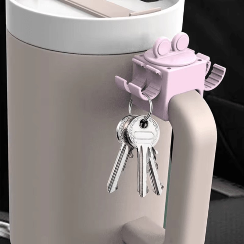 Lipstick Holder For Stanley Cup Handle Multifunctional Storage Clip With Keychain And Finger Ring 7