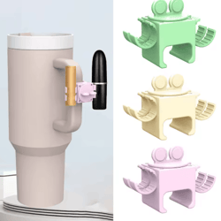 lipstick holder for stanley cup handle multifunctional storage clip with keychain and finger ring