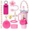7PCS Stanley Cup Accessory Set Pink Flower Handle Strap Straw Cover And Decorative Charms 4
