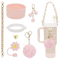 7PCS Stanley Cup Accessory Set Pink Flower Handle Strap Straw Cover And Decorative Charms 7