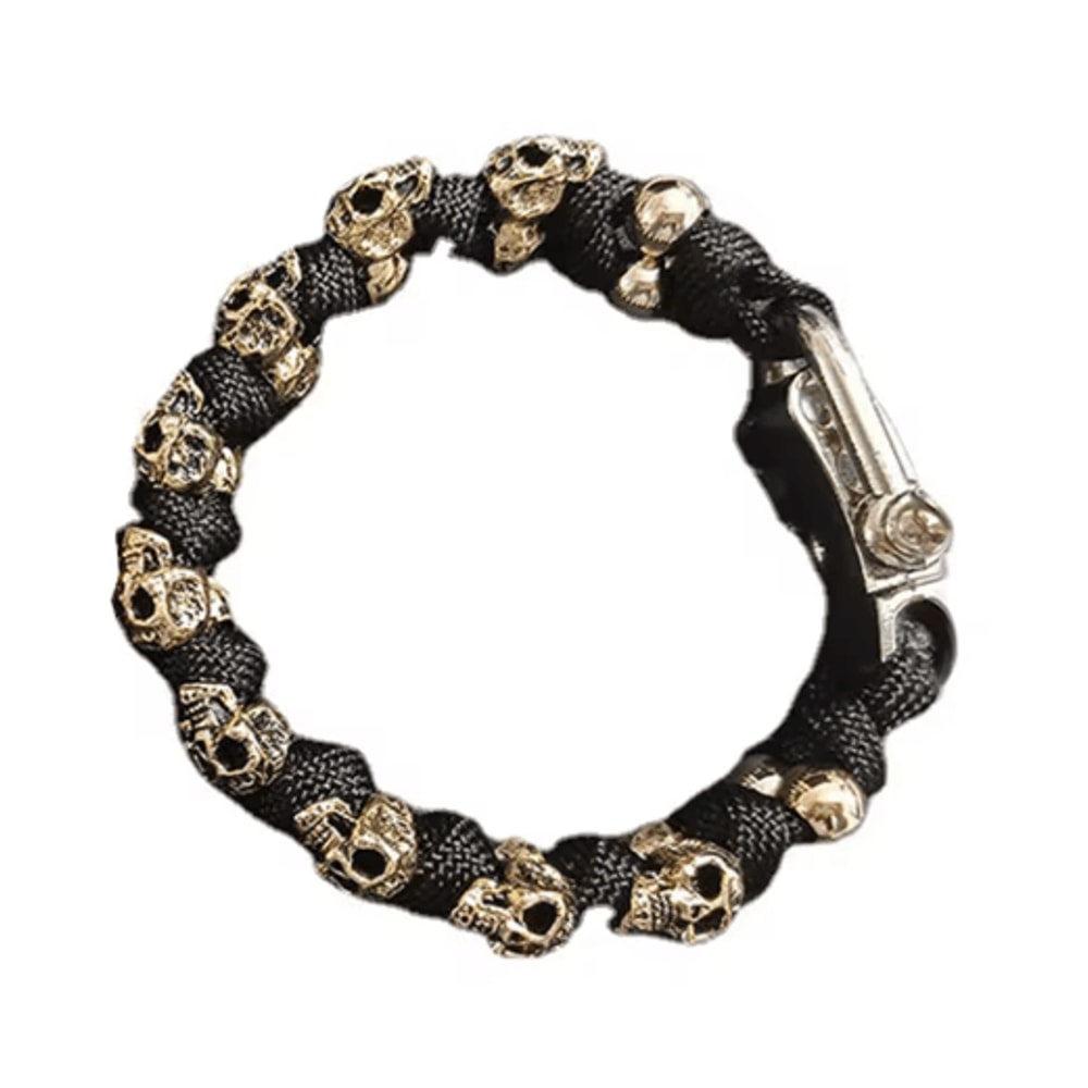 Punk Skull Paracord Bracelet For Men Vintage Handmade Adjustable Wristband 1