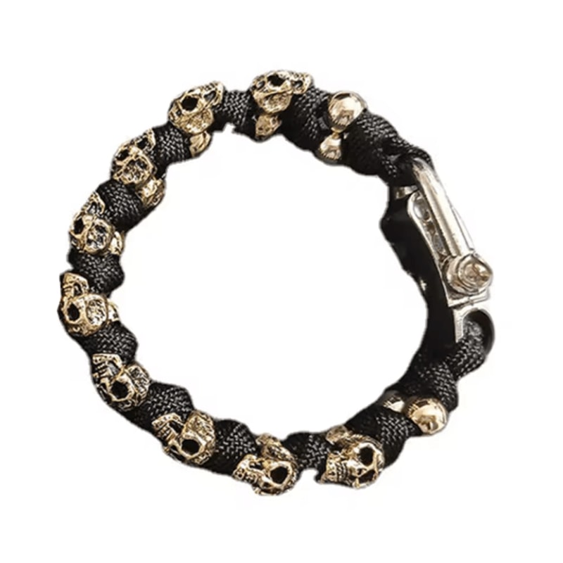 Punk Skull Paracord Bracelet For Men Vintage Handmade Adjustable Wristband 1