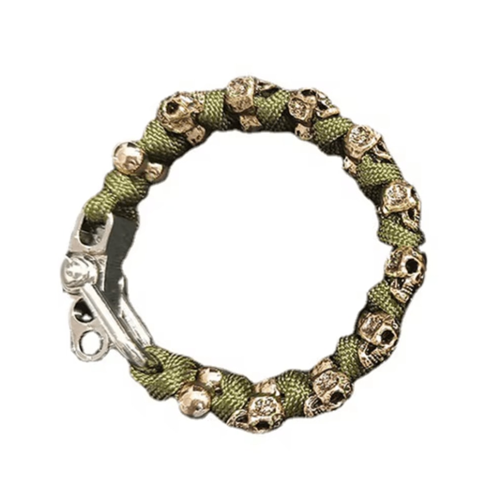 Punk Skull Paracord Bracelet For Men Vintage Handmade Adjustable Wristband 2