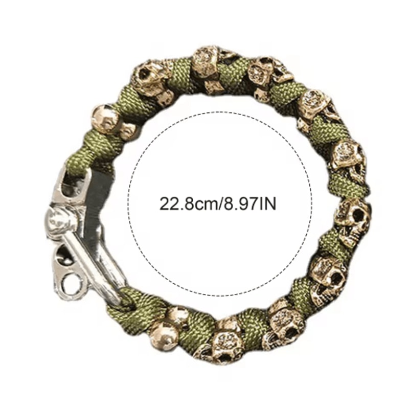 Punk Skull Paracord Bracelet For Men Vintage Handmade Adjustable Wristband 3