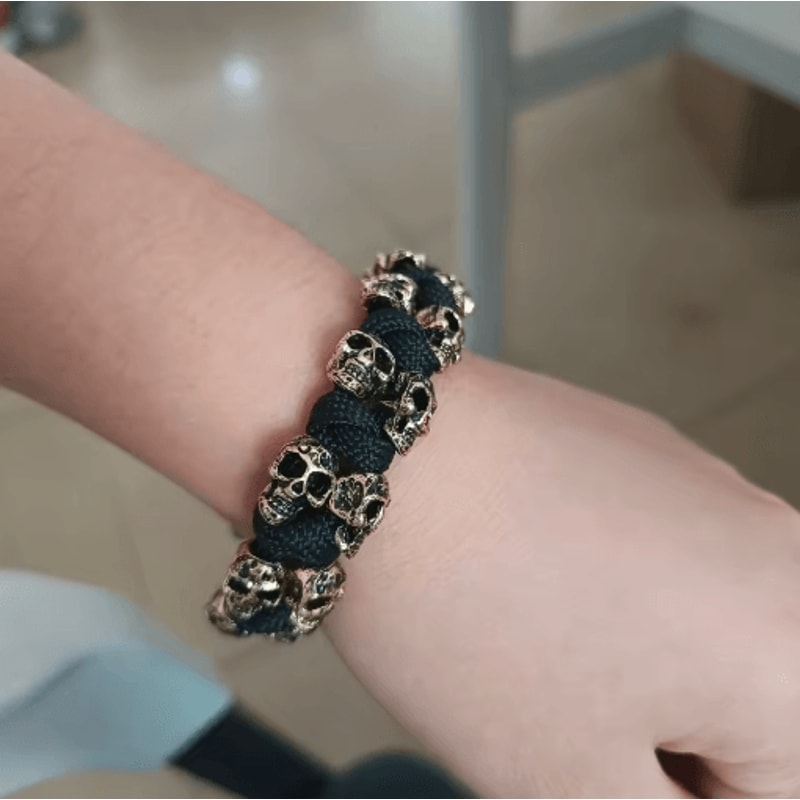 Punk Skull Paracord Bracelet For Men Vintage Handmade Adjustable Wristband 4