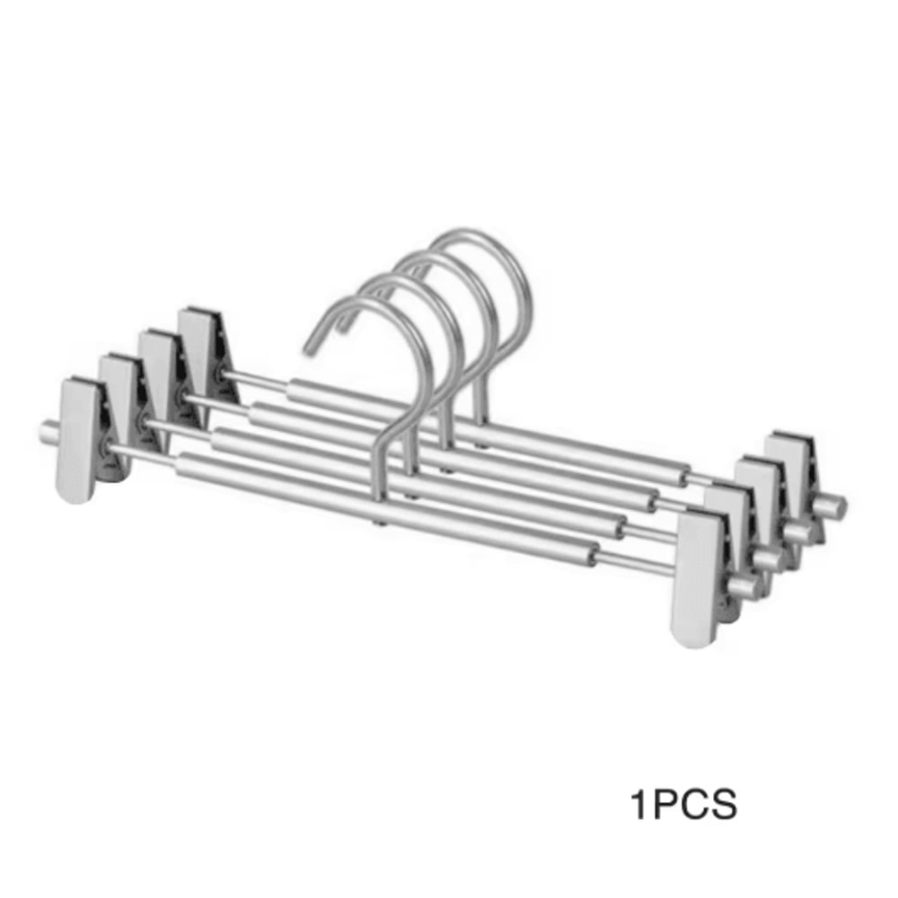 Aluminum Alloy Pants Hanger With Clips Non Slip Stretchable Trouser And Skirt Organizer 2