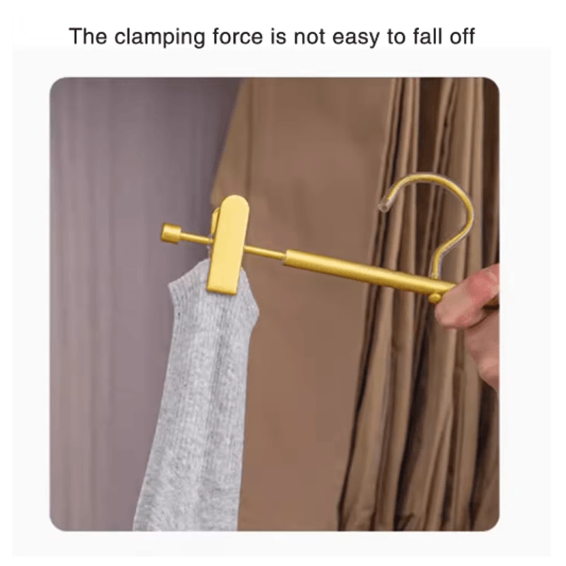 Aluminum Alloy Pants Hanger With Clips Non Slip Stretchable Trouser And Skirt Organizer 6