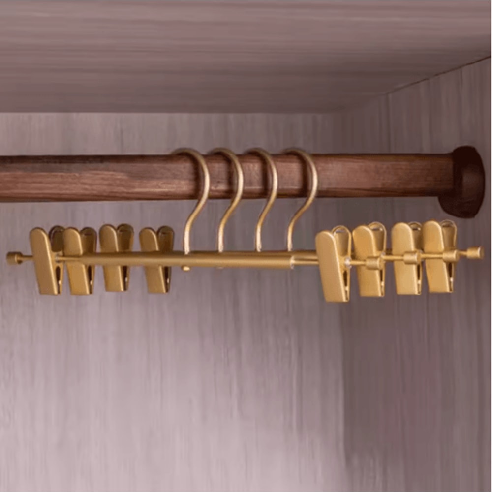 Aluminum Alloy Pants Hanger With Clips Non Slip Stretchable Trouser And Skirt Organizer 0