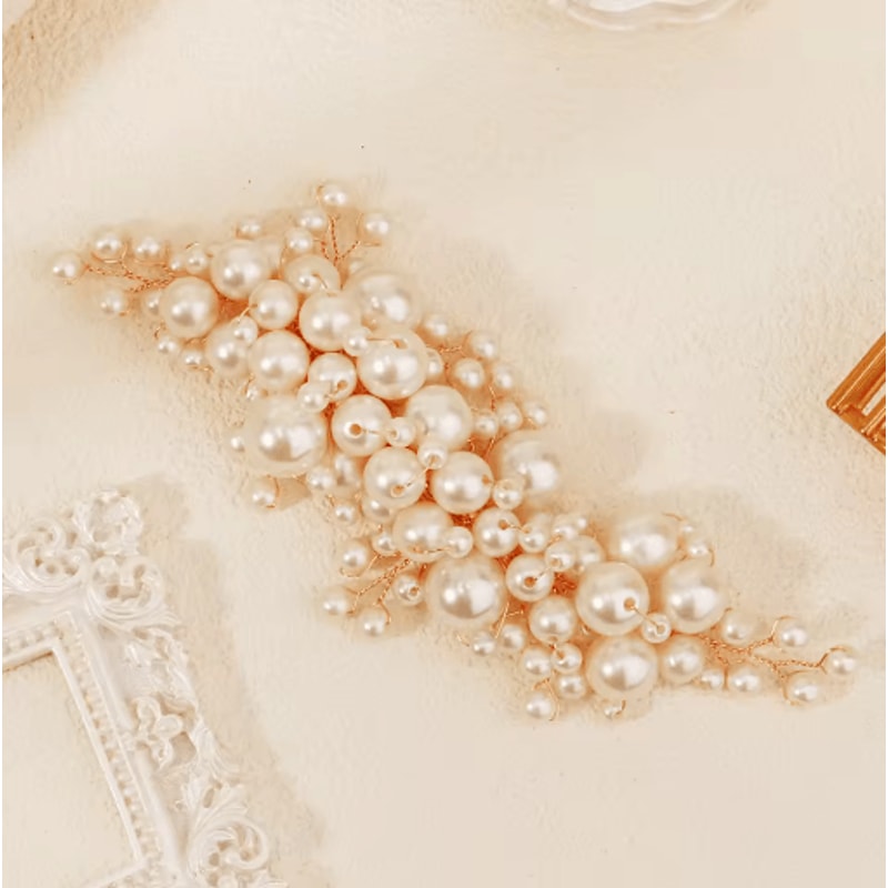 Pearl Hair Clip Elegant Artificial Pearl Alloy Hair Accessory For Women 2