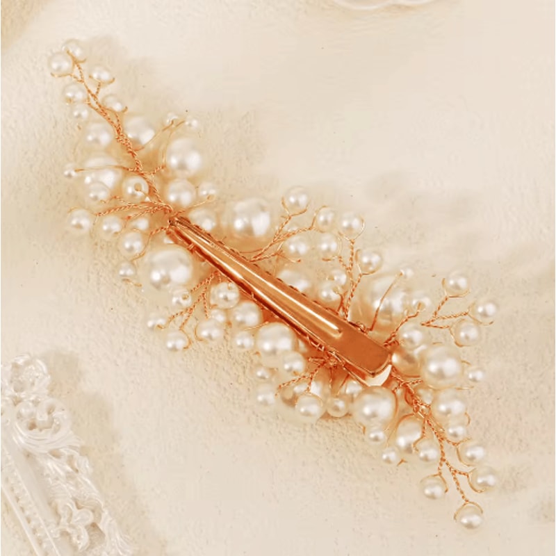 Pearl Hair Clip Elegant Artificial Pearl Alloy Hair Accessory For Women 4