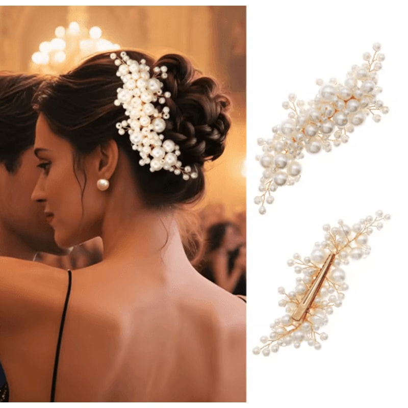 Pearl Hair Clip Elegant Artificial Pearl Alloy Hair Accessory For Women 0