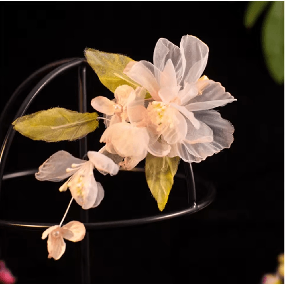 Silk Gauze Artificial Flower Hair Clips Chinese Style Hanfu Hair Accessories For Kids 2