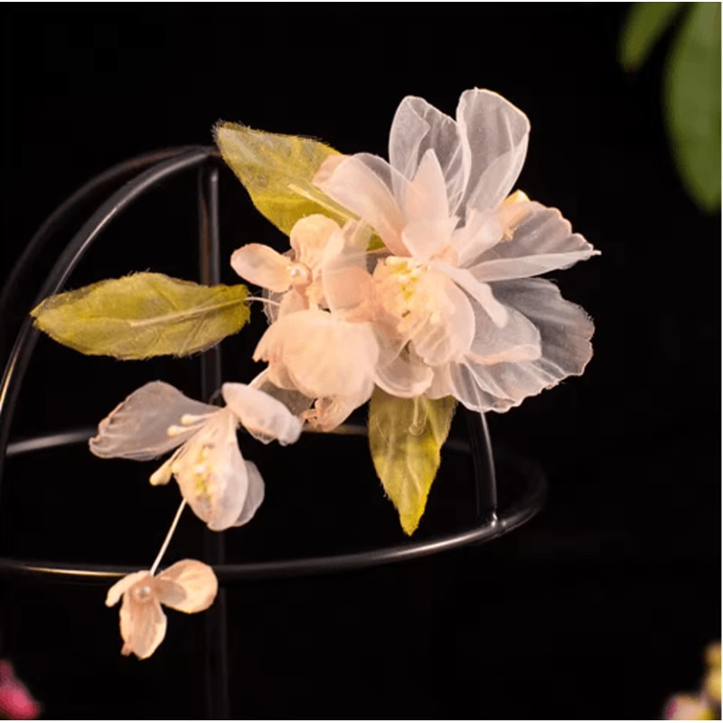 Silk Gauze Artificial Flower Hair Clips Chinese Style Hanfu Hair Accessories For Kids 2