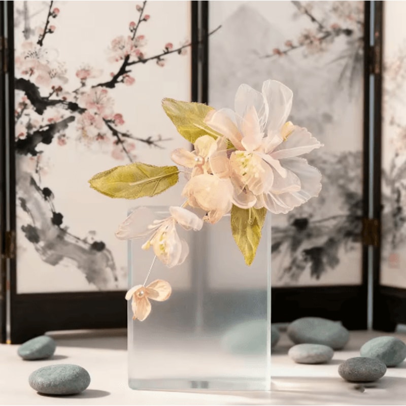 Silk Gauze Artificial Flower Hair Clips Chinese Style Hanfu Hair Accessories For Kids 6