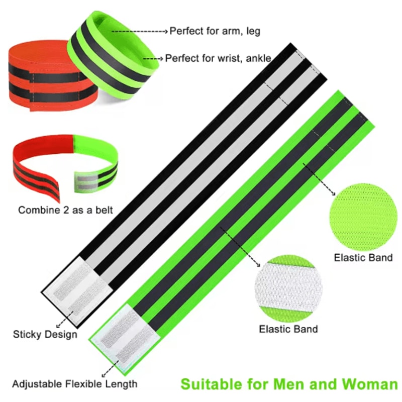2PCS Reflective Safety Bands Elastic Warning Armbands For Night Cycling And Running And Outdoor Use 6