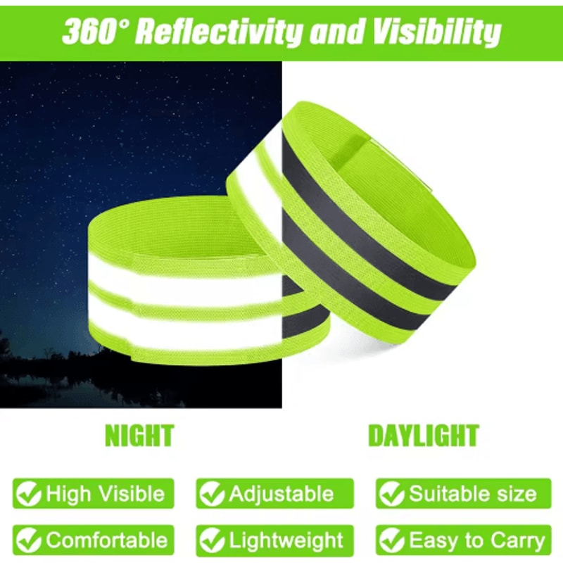 2PCS Reflective Safety Bands Elastic Warning Armbands For Night Cycling And Running And Outdoor Use 0