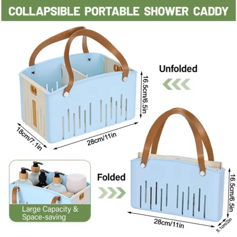 Foldable Bath Basket Portable Shower Organizer With Drainage For Travel And Home 1