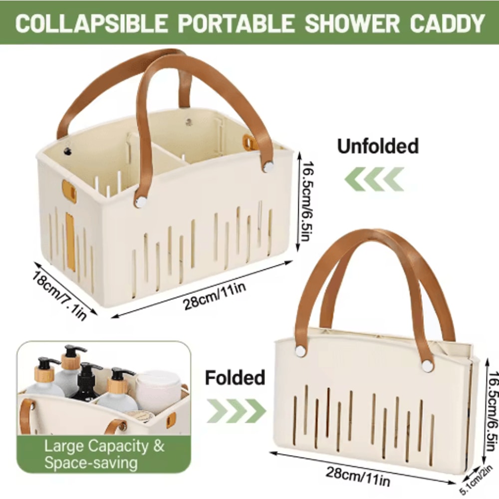 Foldable Bath Basket Portable Shower Organizer With Drainage For Travel And Home 2