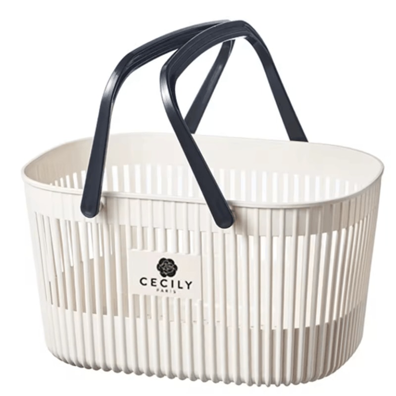 Plastic Organizer Basket With Handles Stackable Drainage Storage Bin For Bathroom Essentials 2