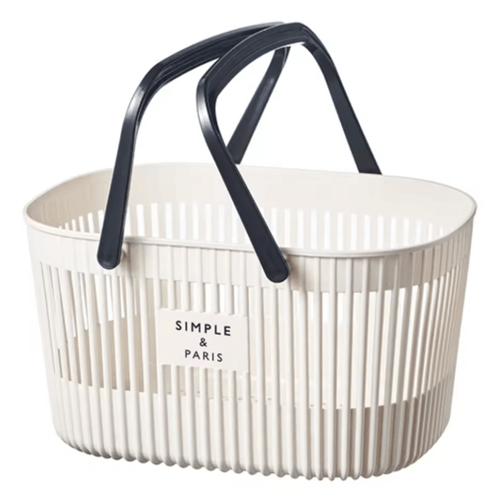 Plastic Organizer Basket With Handles Stackable Drainage Storage Bin For Bathroom Essentials 3