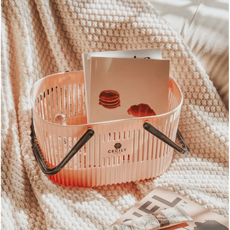 Plastic Organizer Basket With Handles Stackable Drainage Storage Bin For Bathroom Essentials 5