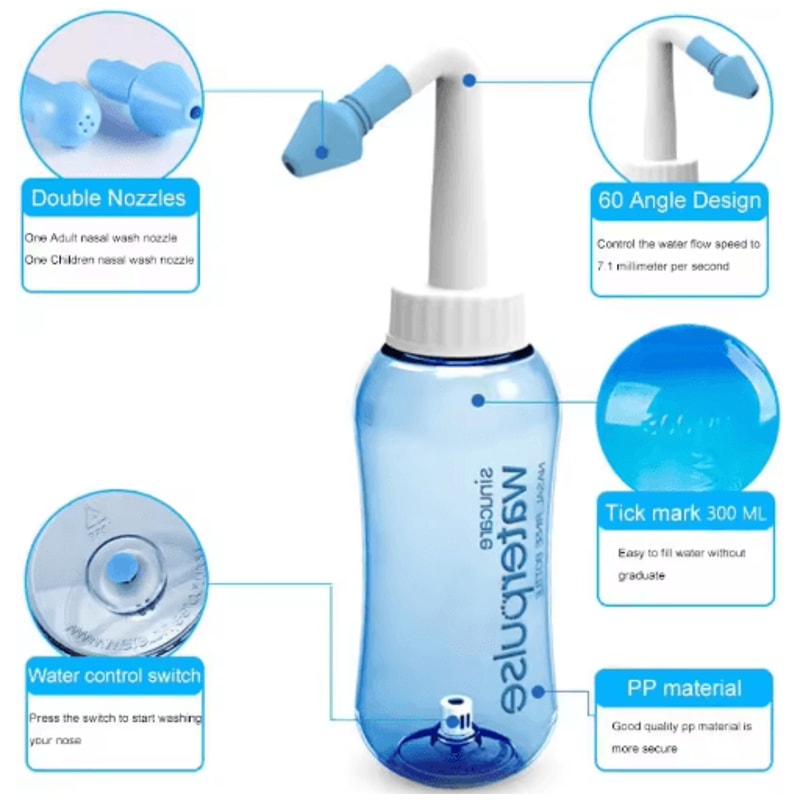 Nasal Irrigator Rinse Bottle 300ml 500ml Water Pulse Nose Wash For Sinus And Allergy Care 5