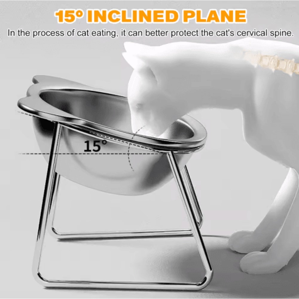 Stainless Steel Pet Bowl Slanted Anti Cervical Design Feeder For Cats And Dogs 0