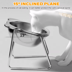 stainless steel pet bowl slanted anti cervical design feeder for cats and dogs