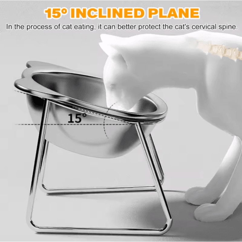 Stainless Steel Pet Bowl Slanted Anti Cervical Design Feeder For Cats And Dogs 0