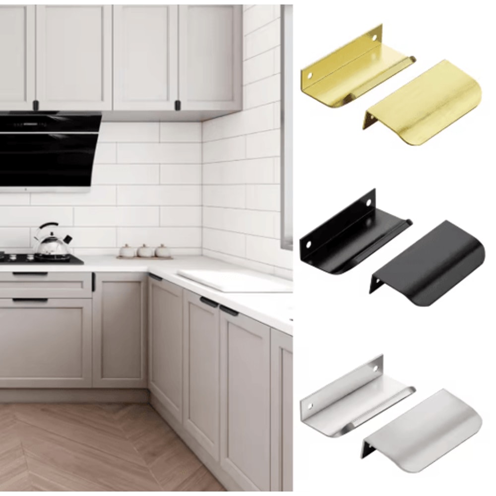 Invisible Flat Cabinet Handles Metal Cabinet Door Pulls And Dresser Knobs 1 5 15 PCS 0