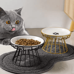 nordic high footed ceramic pet bowl anti overturning food and water bowl for cats and puppies