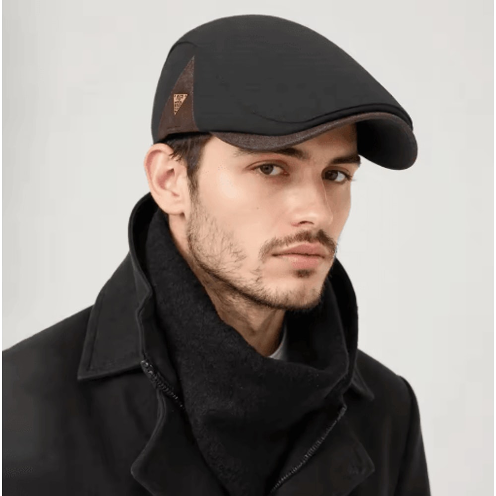 British Retro Beret Hat For Men Thick Warm Woolen Newsboy Cap For Winter Casual Wear 0