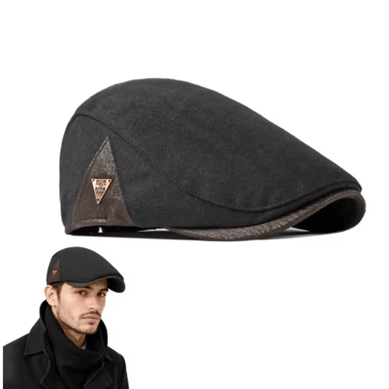 British Retro Beret Hat For Men Thick Warm Woolen Newsboy Cap For Winter Casual Wear 2