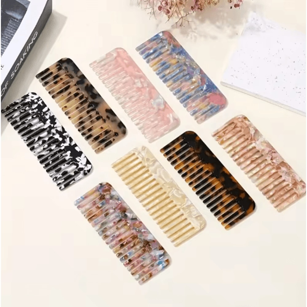Colorful Wide Tooth Mini Comb Acetic Acid Hair Comb For Curly Thick And Wet Hair 6