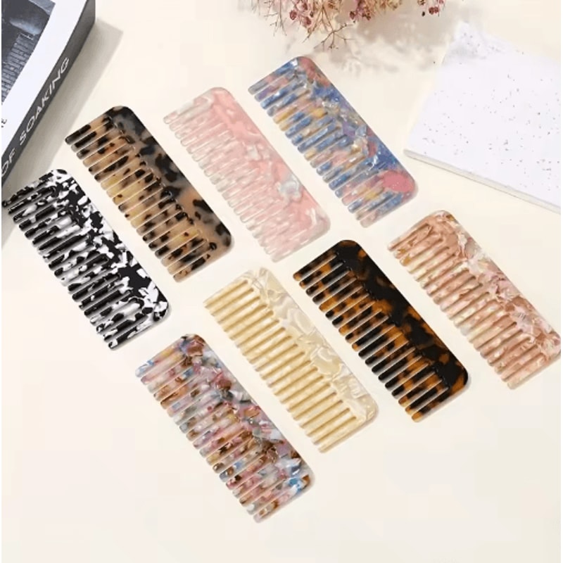 Colorful Wide Tooth Mini Comb Acetic Acid Hair Comb For Curly Thick And Wet Hair 6