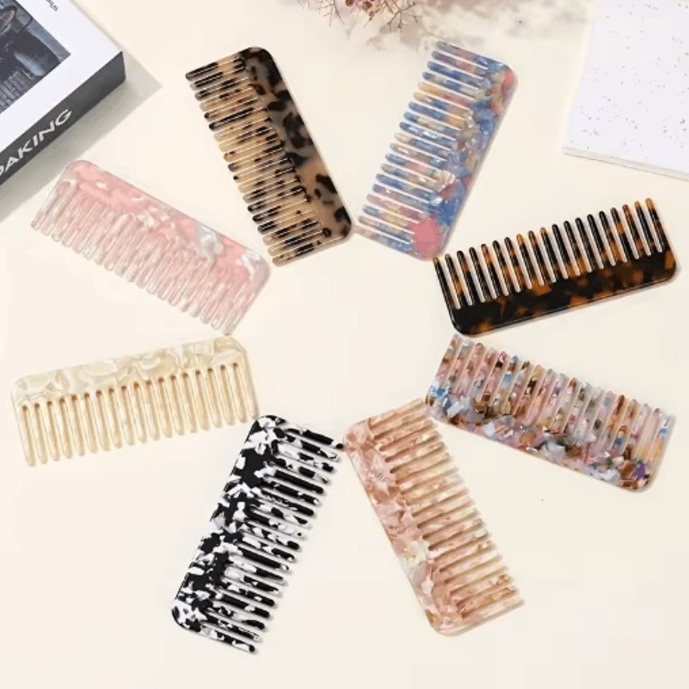 Colorful Wide Tooth Mini Comb Acetic Acid Hair Comb For Curly Thick And Wet Hair 0