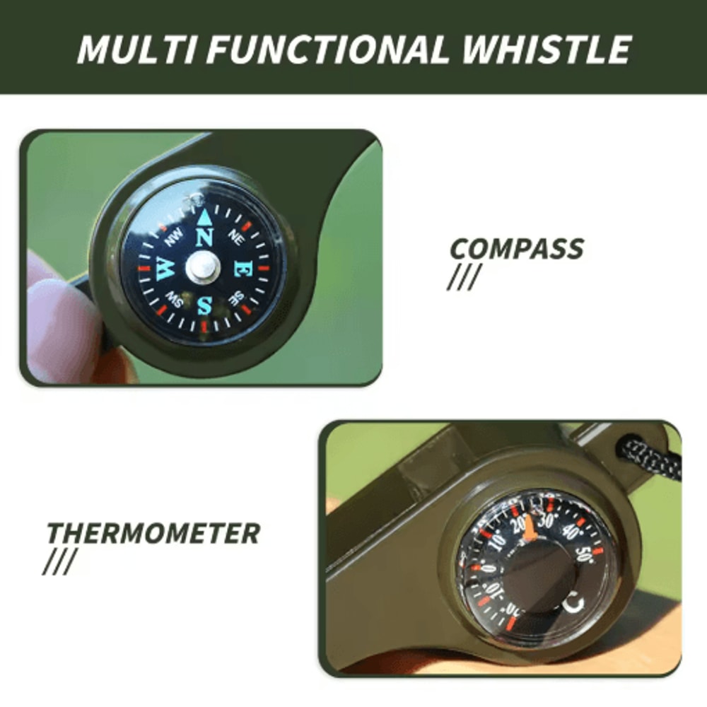 3in1 Emergency Safety Whistle Loud Survival Whistle With Mini Compass For Outdoor Adventures 3