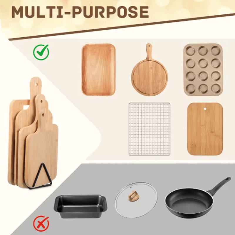 4 Slot Metal Cutting Board Storage Rack Space Saving Kitchen Countertop Organizer 5