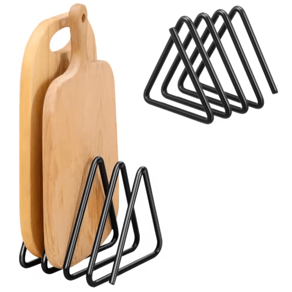 4 Slot Metal Cutting Board Storage Rack Space Saving Kitchen Countertop Organizer 0