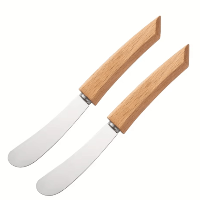 Stainless Steel Butter Knife Wooden Handle Bread And Jam Spreader 1