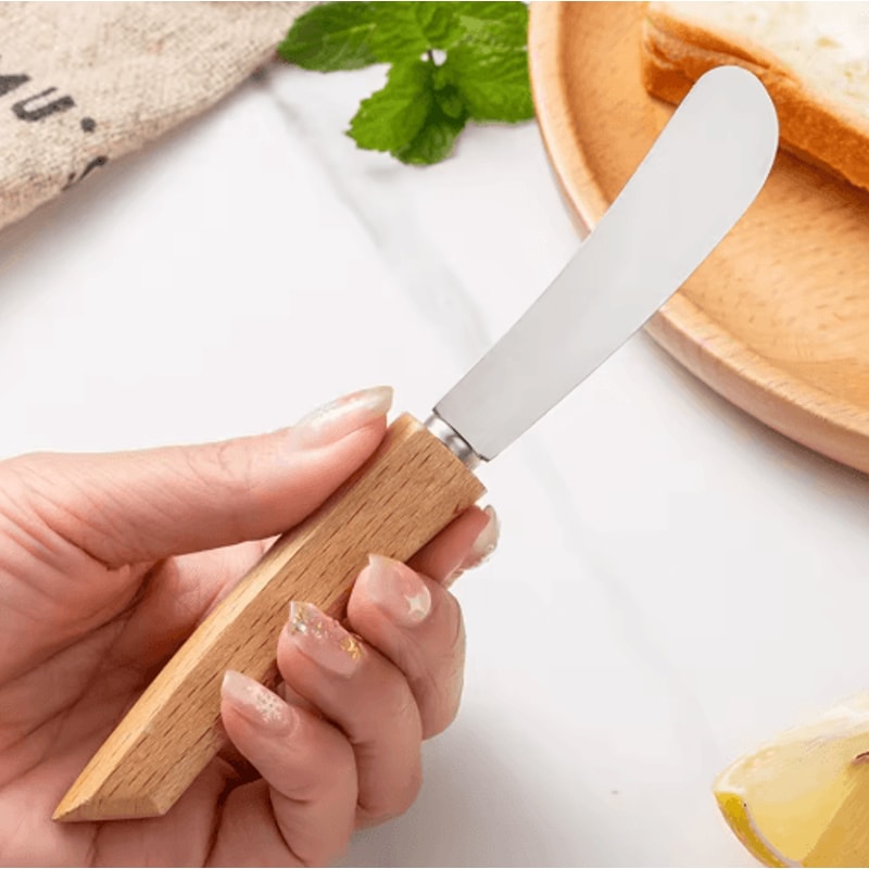 Stainless Steel Butter Knife Wooden Handle Bread And Jam Spreader 3