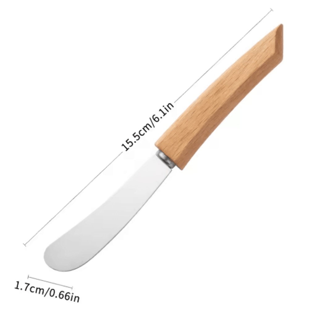 Stainless Steel Butter Knife Wooden Handle Bread And Jam Spreader 4