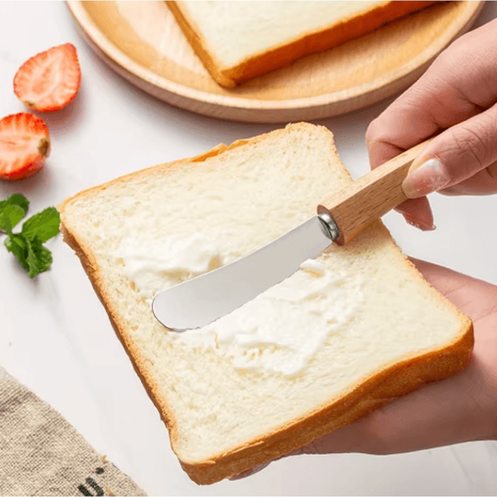 Stainless Steel Butter Knife Wooden Handle Bread And Jam Spreader 5