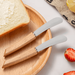 stainless steel butter knife wooden handle bread and jam spreader