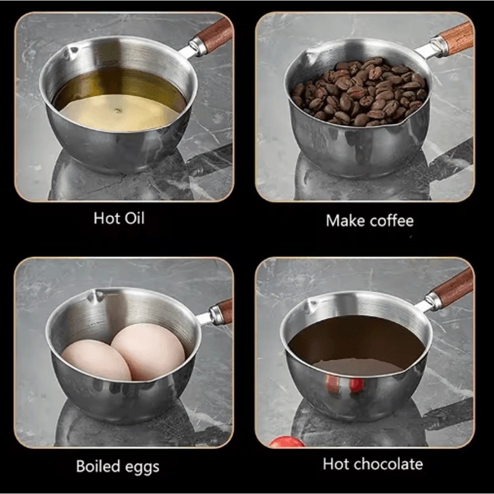 Stainless Steel Milk Pot Mini Hot Oil And Butter Melting Pan 150ml 300m 3
