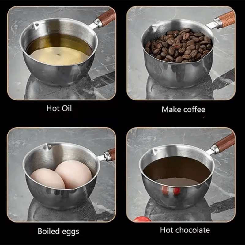 Stainless Steel Milk Pot Mini Hot Oil And Butter Melting Pan 150ml 300m 3