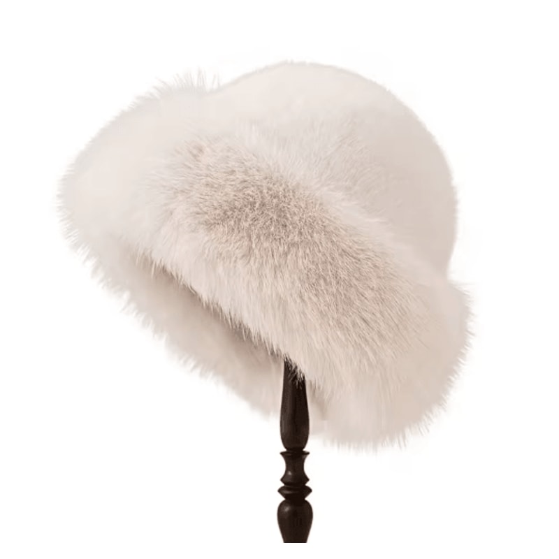 Womens Winter Plush Bucket Hat Thickened Fluffy Mongolian Style Warm Cap For Skiing And Riding 6