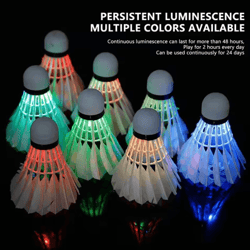 4pcs led badminton shuttlecocks light up glow badminton birdies for indoor and outdoor play