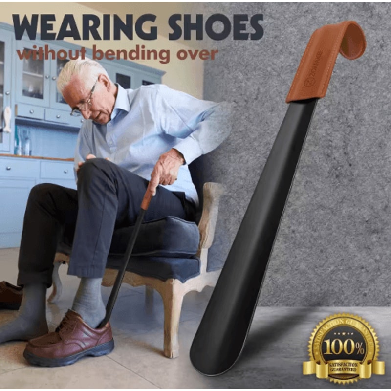 Extra Long Shoe Horn 42cm Stainless Steel Long Handled Shoehorn With Leather Strap 5